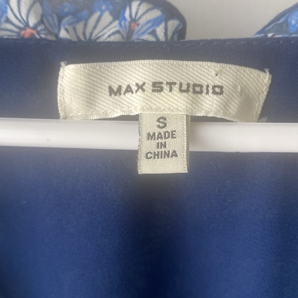 Max Studio Blue and White Sleeveless V-Neck Sundress - Picture 2 of 5
